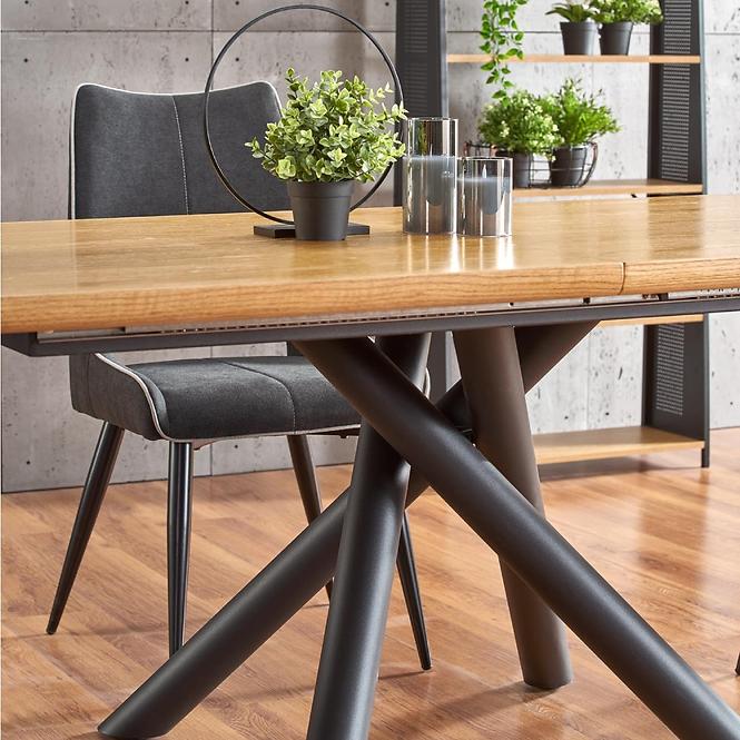 Rozkladací stôl Derrick 160/200x90cm Mdf/Oceľ – Dub Naturalny/Čierna