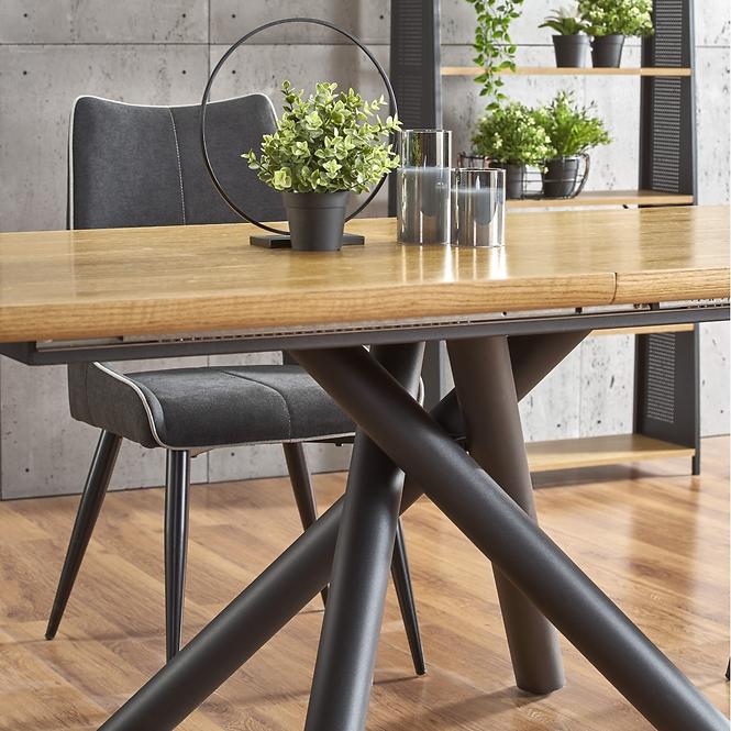 Rozkladací stôl Derrick 160/200x90cm Mdf/Oceľ – Dub Naturalny/Čierna