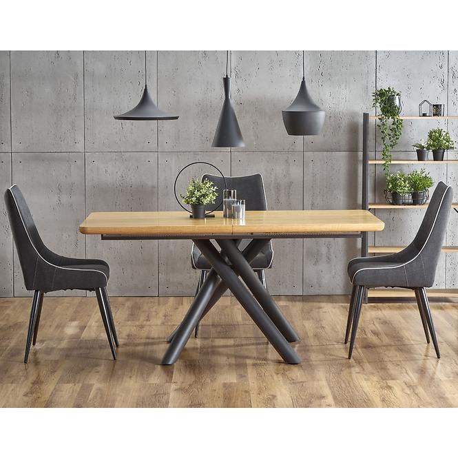 Rozkladací stôl Derrick 160/200x90cm Mdf/Oceľ – Dub Naturalny/Čierna