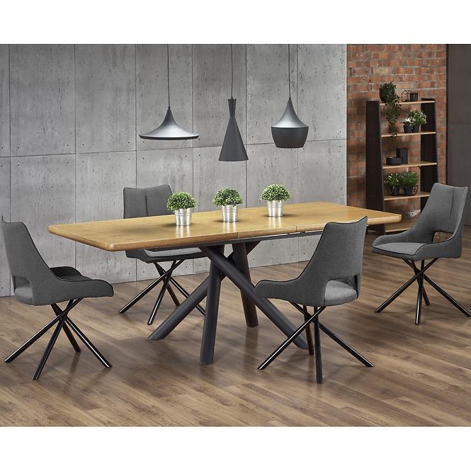 Rozkladací stôl Derrick 160/200x90cm Mdf/Oceľ – Dub Naturalny/Čierna