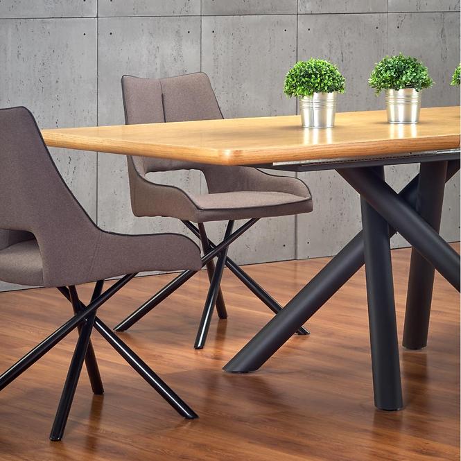 Rozkladací stôl Derrick 160/200x90cm Mdf/Oceľ – Dub Naturalny/Čierna