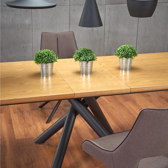 Rozkladací stôl Derrick 160/200x90cm Mdf/Oceľ – Dub Naturalny/Čierna