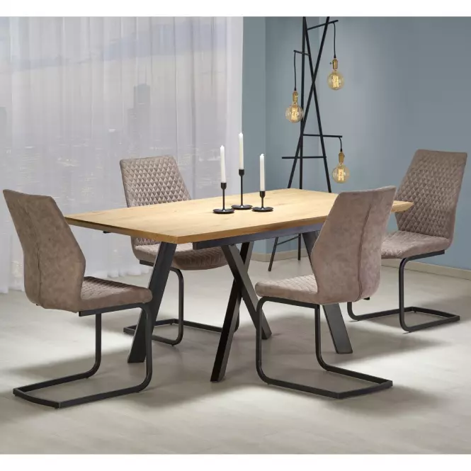 Rozkladací stôl Capital 160/200x90cm Mdf/Oceľ – Dub Zlatá/Čierna,10