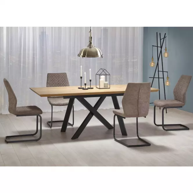 Rozkladací stôl Capital 160/200x90cm Mdf/Oceľ – Dub Zlatá/Čierna,11