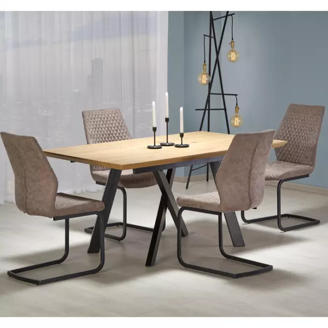 Rozkladací stôl Capital 160/200x90cm Mdf/Oceľ – Dub Zlatá/Čierna,12