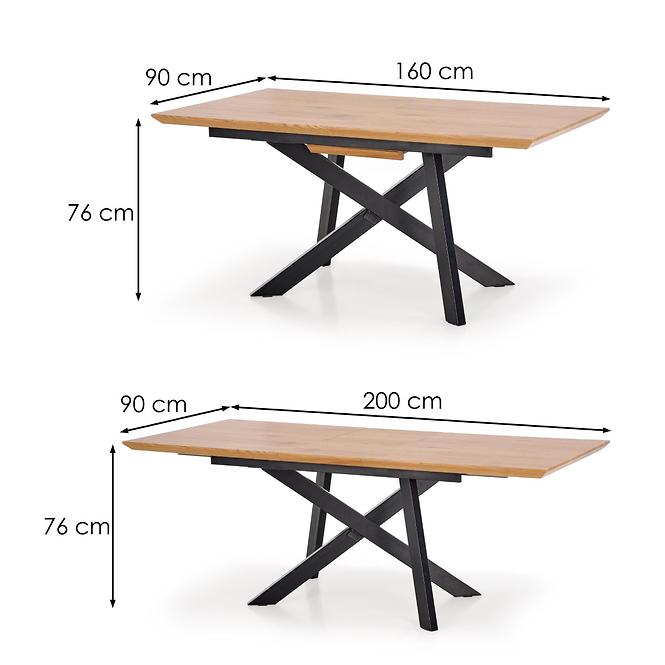 Rozkladací stôl Capital 160/200x90cm Mdf/Oceľ – Dub Zlatá/Čierna