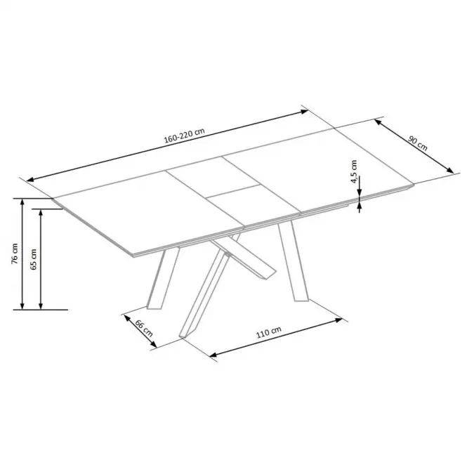Rozkladací stôl Capital 160/200x90cm Mdf/Oceľ – Dub Zlatá/Čierna,8