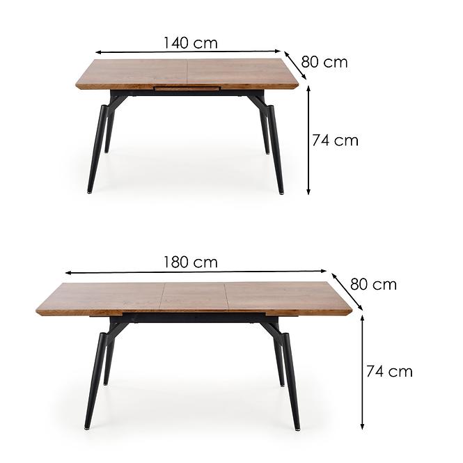 Rozkladací stôl Cambell 140/180x80cm Mdf/Oceľ – Dub Naturalny/Čierna
