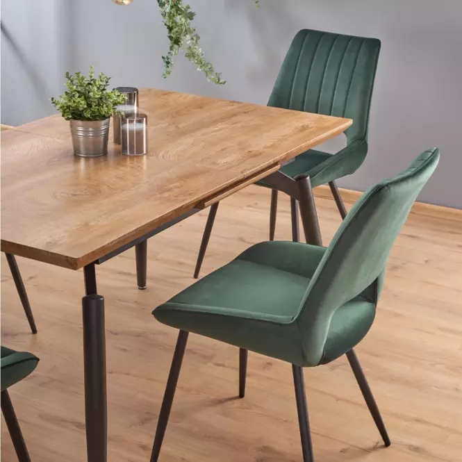 Rozkladací stôl Cambell 140/180x80cm Mdf/Oceľ – Dub Naturalny/Čierna