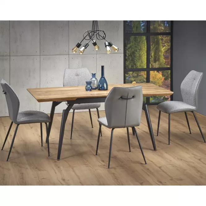 Rozkladací stôl Cambell 140/180x80cm Mdf/Oceľ – Dub Naturalny/Čierna