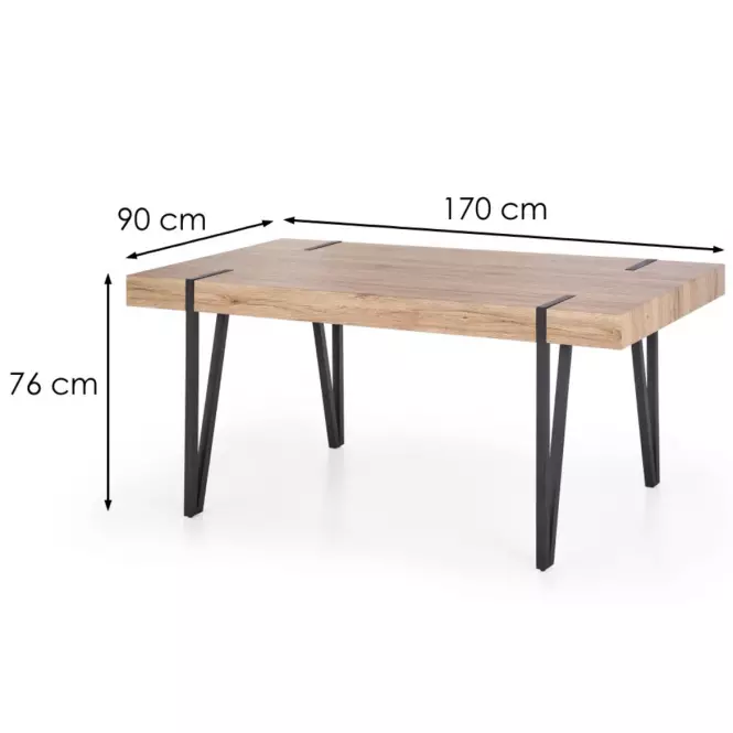 Stôl Yohann 170 Mdf/Oceľ – Dub San Remo/Čierna
