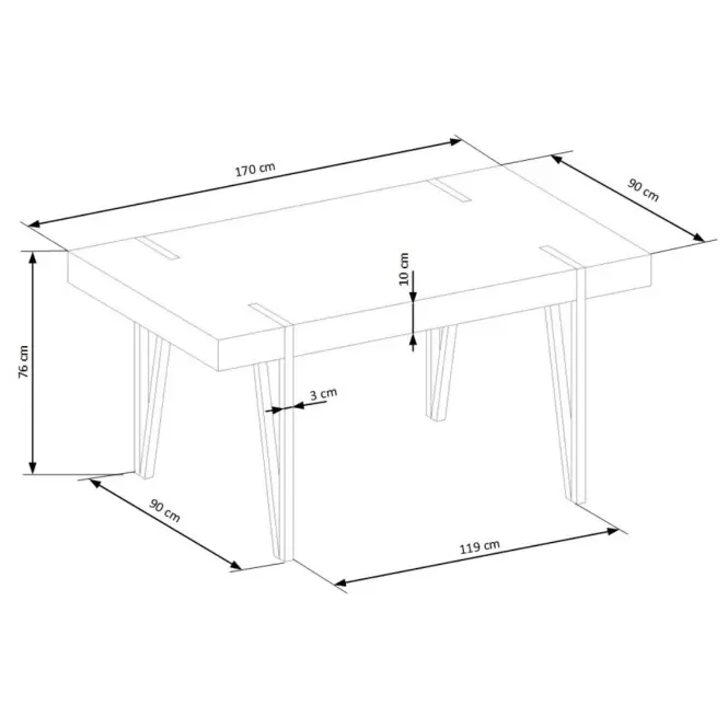 Stôl Yohann 170 Mdf/Oceľ – Dub San Remo/Čierna,6