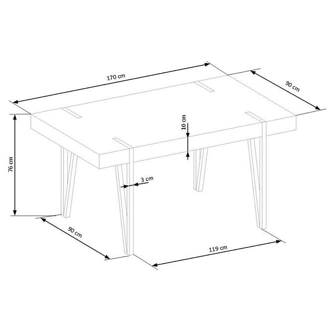 Stôl Yohann 170 Mdf/Oceľ – Dub San Remo/Čierna,6