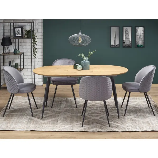 Rozkladací stôl Colorado 120/160x80cm Mdf/Oceľ – Dub Zlatá/Čierna,13
