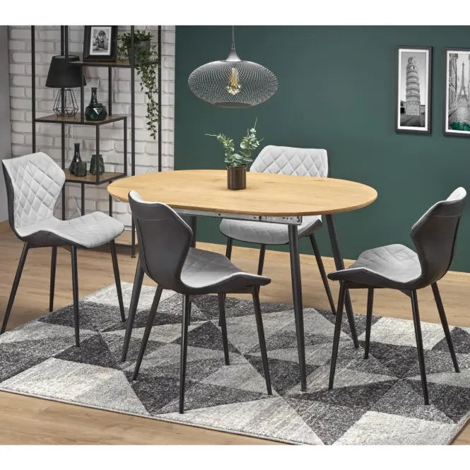 Rozkladací stôl Colorado 120/160x80cm Mdf/Oceľ – Dub Zlatá/Čierna,17