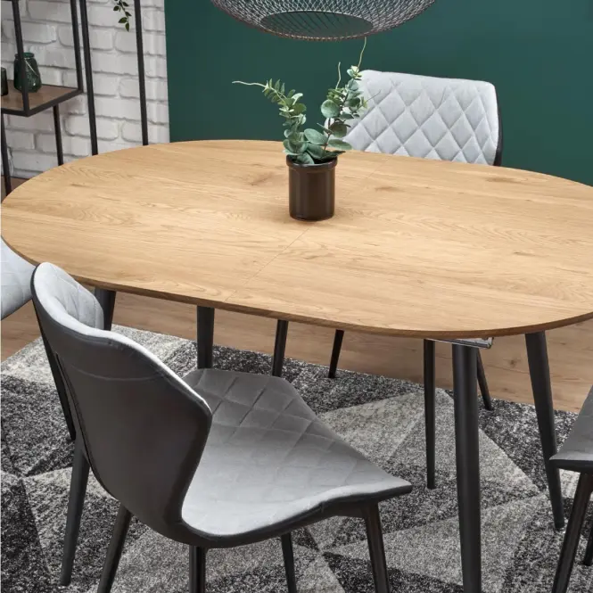 Rozkladací stôl Colorado 120/160x80cm Mdf/Oceľ – Dub Zlatá/Čierna,18