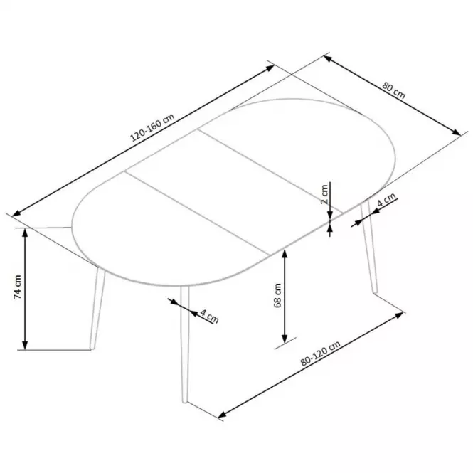 Rozkladací stôl Colorado 120/160x80cm Mdf/Oceľ – Dub Zlatá/Čierna