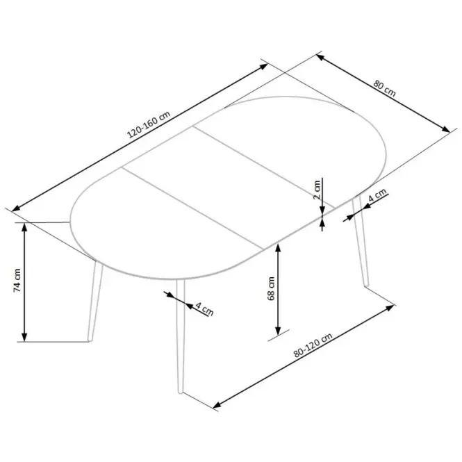 Rozkladací stôl Colorado 120/160x80cm Mdf/Oceľ – Dub Zlatá/Čierna,8