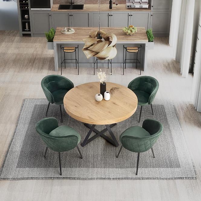 Rozkladací stôl Mercy 120/160x120cm Mdf/Oceľ – Dub Zlatá/Čierna
