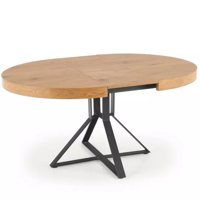 Rozkladací stôl Mercy 120/160x120cm Mdf/Oceľ – Dub Zlatá/Čierna