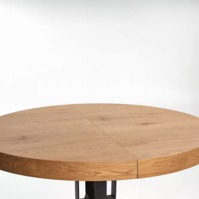 Rozkladací stôl Mercy 120/160x120cm Mdf/Oceľ – Dub Zlatá/Čierna