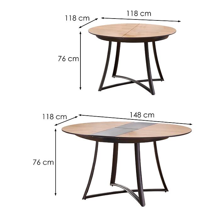 Rozkladací stôl Moretti 118/148x118cm Dub Zlatá/Grafit Mat/Grafit