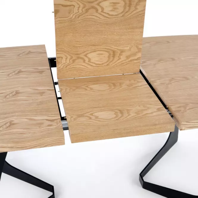 Rozkladací stôl Veldon 160/200x90cm Mdf/Oceľ – Dub Naturalny/Čierna