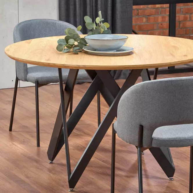 Stôl Mozambik 120 Mdf/Oceľ – Dub Zlatá/Čierna
