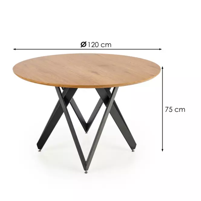 Stôl Mozambik 120 Mdf/Oceľ – Dub Zlatá/Čierna