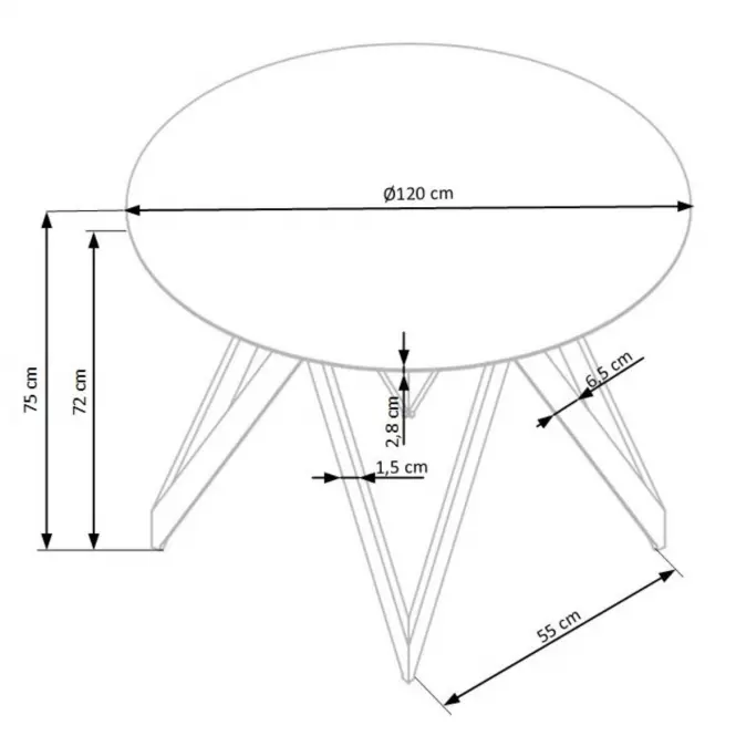 Stôl Mozambik 120 Mdf/Oceľ – Dub Zlatá/Čierna