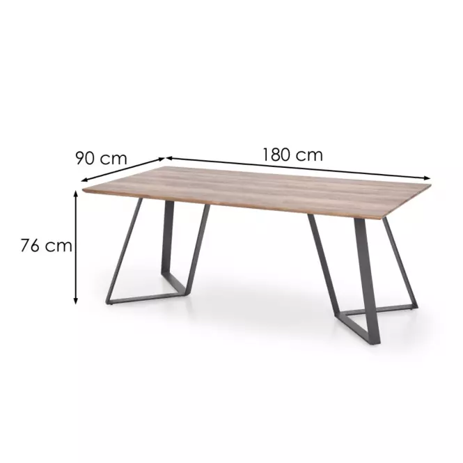 Stôl Calgary 180 Mdf/Oceľ – Orech Rustykalny/Čierna