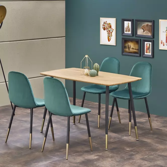 Stôl Tripolis 120x70 Mdf/Oceľ – Dub Zlatá/Čierna/Zlatá