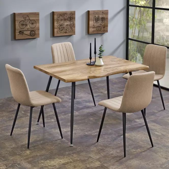 Stôl Larson 120x80 Mdf/Oceľ – Dub Naturalny/Čierna