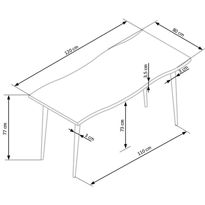 Stôl Larson 120x80 Mdf/Oceľ – Dub Naturalny/Čierna