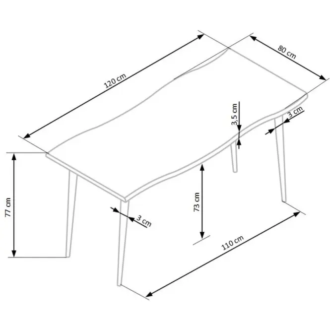 Stôl Larson 120x80 Mdf/Oceľ – Dub Naturalny/Čierna,5