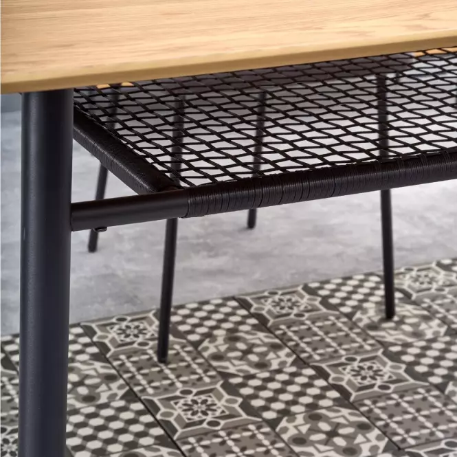 Stôl Jackson 160 Mdf/Rattan/Oceľ – Dub Zlatá/Čierna