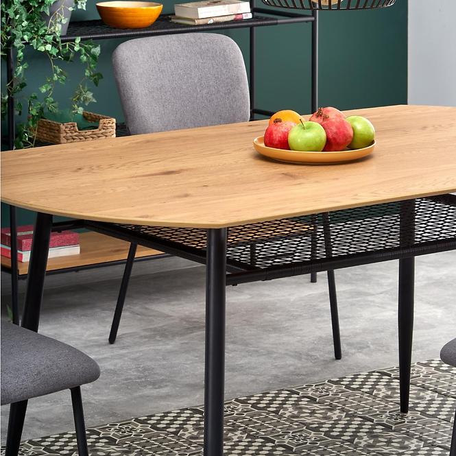 Stôl Jackson 160 Mdf/Rattan/Oceľ – Dub Zlatá/Čierna