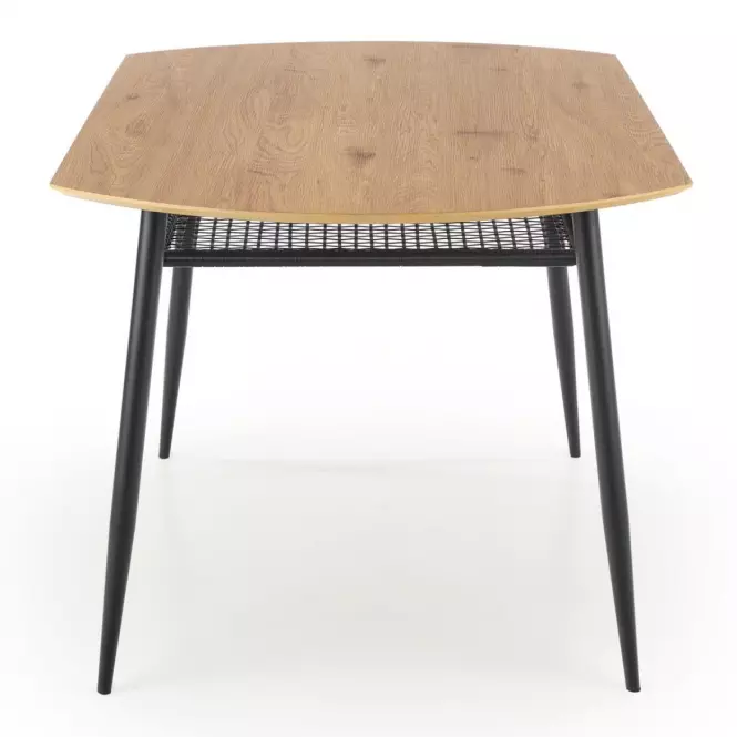 Stôl Jackson 160 Mdf/Rattan/Oceľ – Dub Zlatá/Čierna,2