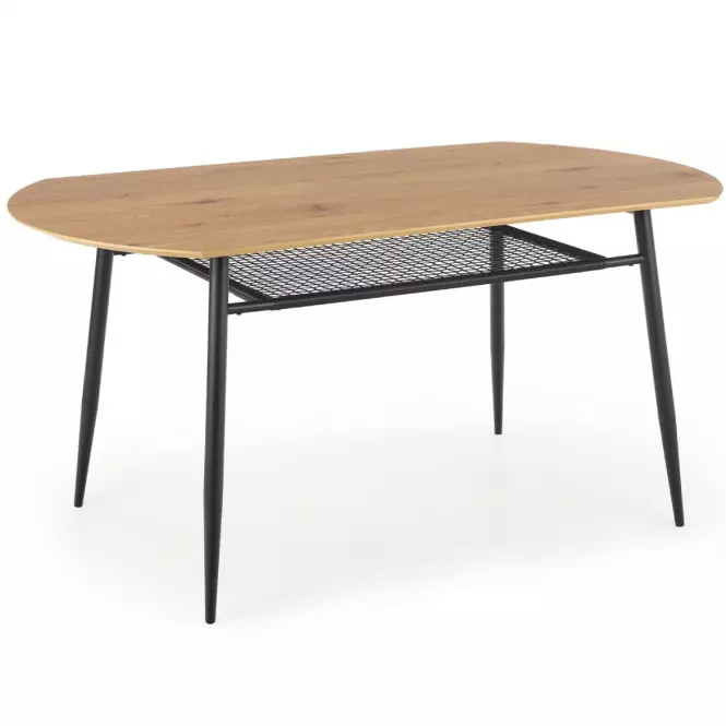 Stôl Jackson 160 Mdf/Rattan/Oceľ – Dub Zlatá/Čierna
