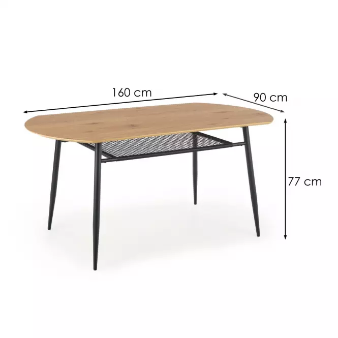 Stôl Jackson 160 Mdf/Rattan/Oceľ – Dub Zlatá/Čierna,5