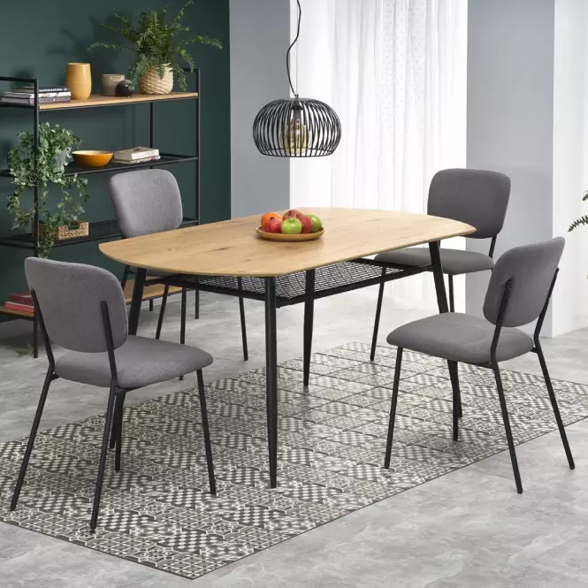 Stôl Jackson 160 Mdf/Rattan/Oceľ – Dub Zlatá/Čierna