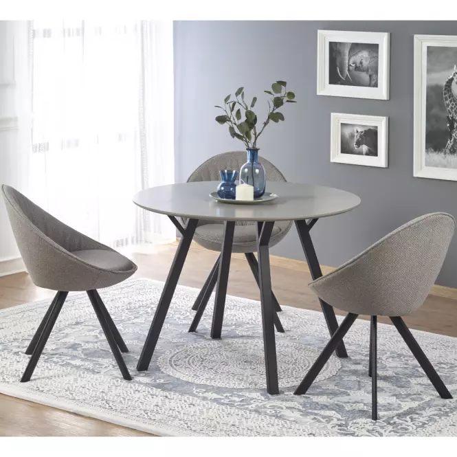 Stôl Balrog Okrągły 100 Mdf/Oceľ – Svetlý Popolavý/Čierna