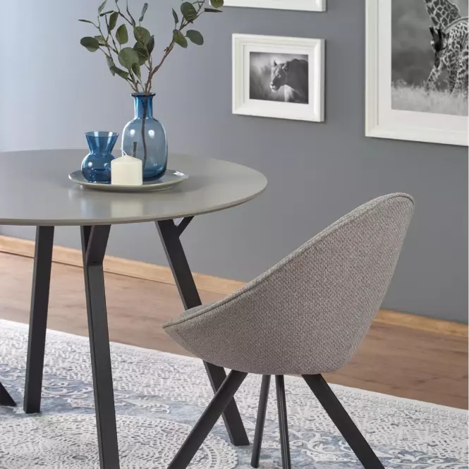 Stôl Balrog Okrągły 100 Mdf/Oceľ – Svetlý Popolavý/Čierna