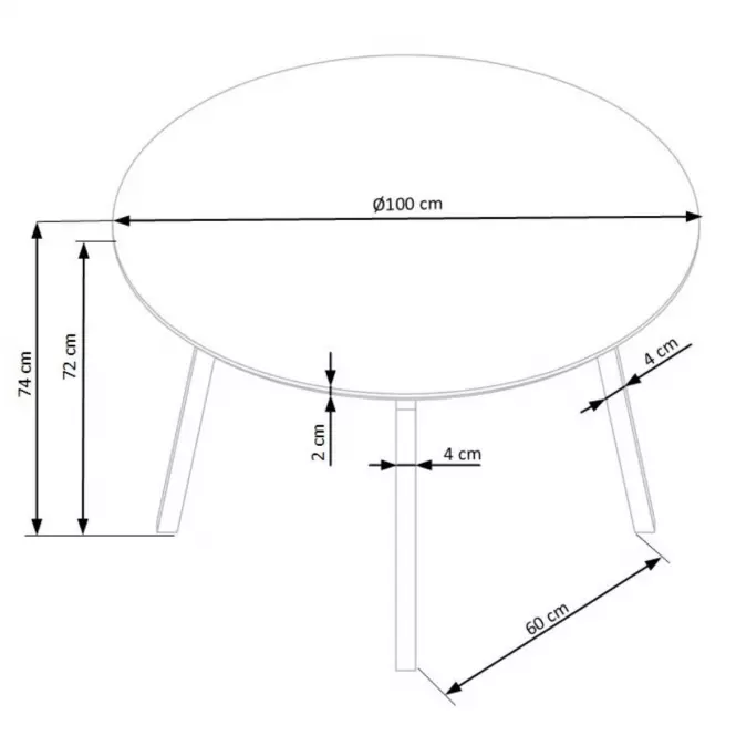 Stôl Balrog Okrągły 100 Mdf/Oceľ – Svetlý Popolavý/Čierna