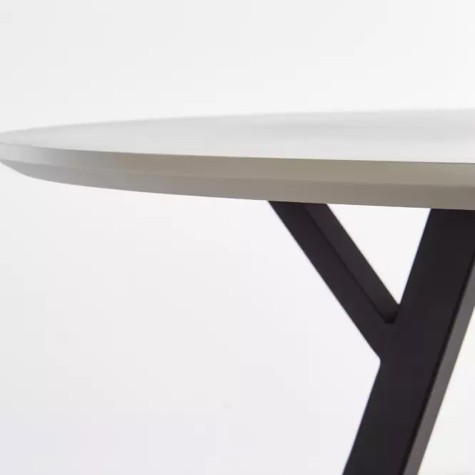 Stôl Balrog Okrągły 100 Mdf/Oceľ – Svetlý Popolavý/Čierna