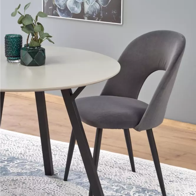 Stôl Balrog Okrągły 100 Mdf/Oceľ – Svetlý Popolavý/Čierna