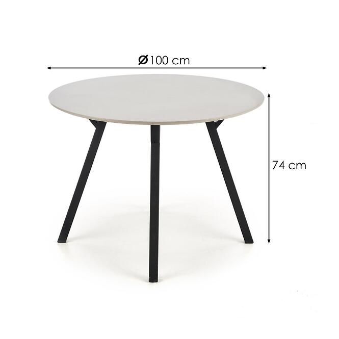 Stôl Balrog Okrúhly 100 Mdf/Oceľ – Svetlý Popolavý/Čierna,4