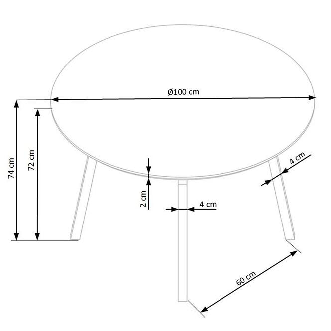 Stôl Balrog Okrúhly 100 Mdf/Oceľ – Svetlý Popolavý/Čierna,5