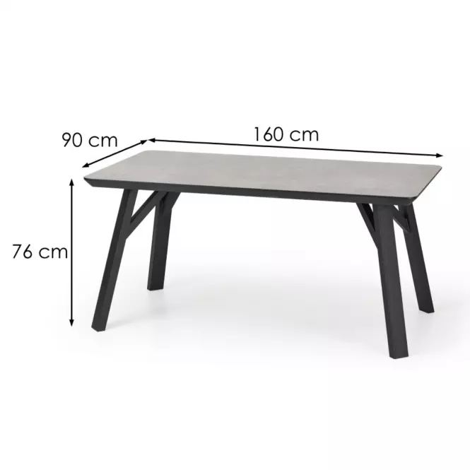 Stôl Halifax 160 Mdf/Oceľ – Beton/Čierna