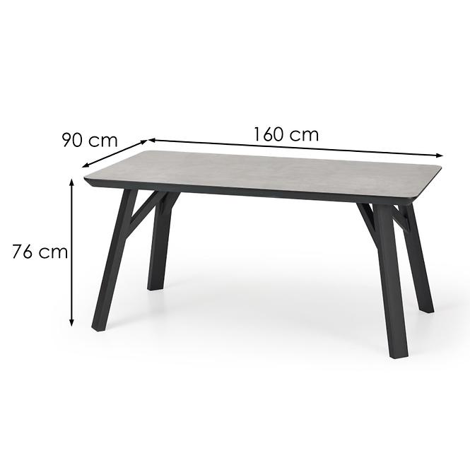 Stôl Halifax 160 Mdf/Oceľ – Beton/Čierna